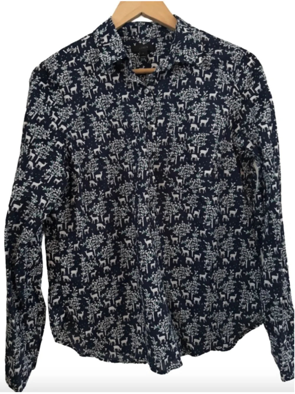 J. Crew Woodland Deer popover shirt SZ 8